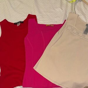 Bundle of Sleeveless Tops.  Red, Rose and Tan Tank Tops